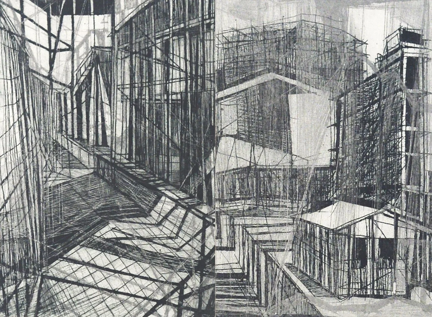 city reflections, cardboardprint 30x32cm 2025