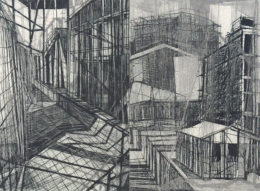 city reflections, cardboardprint 20x32cm 2025