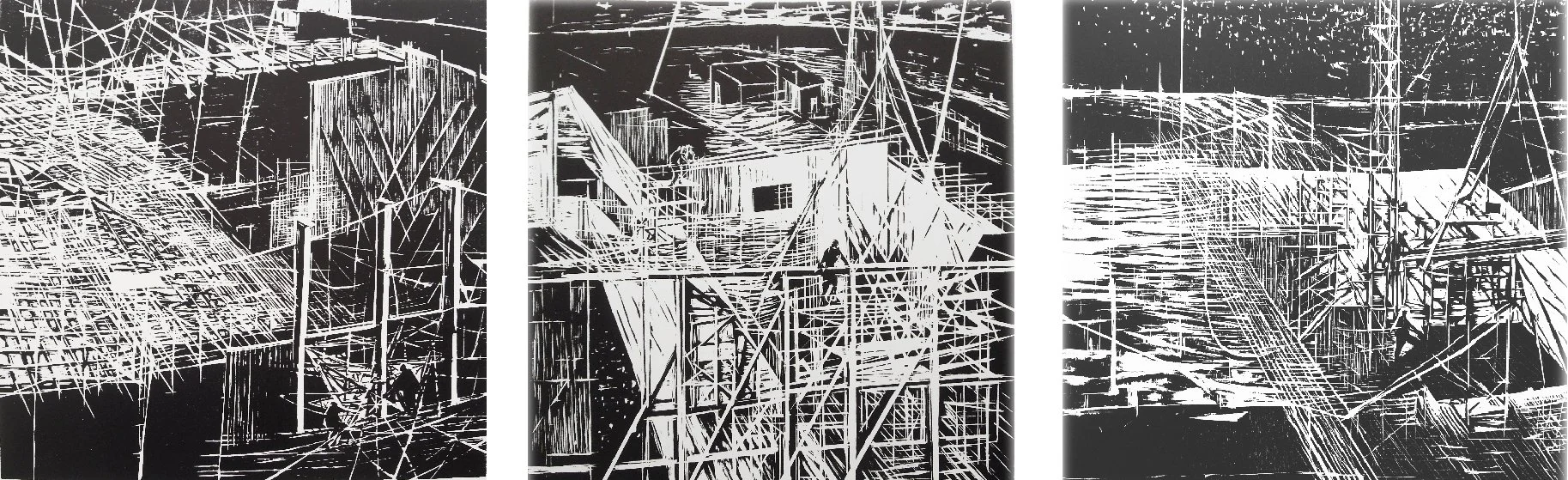 Additional Lines (series) woodcut 41x41cm 