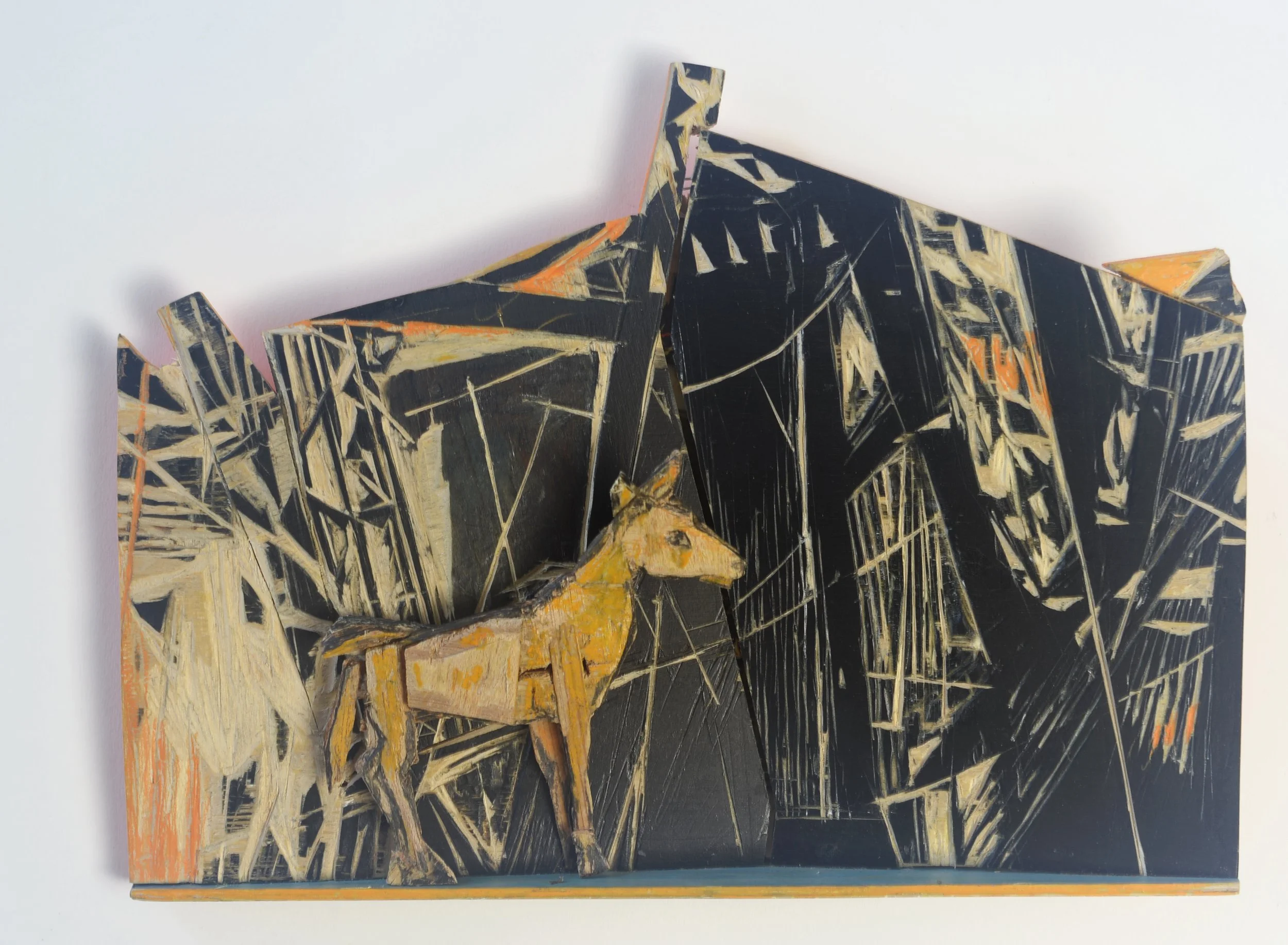 sweet animal/lief dier, woodcut collage 25x20cm 2023