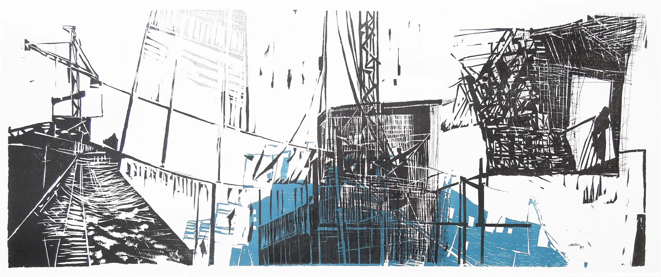 woodcut from the image book: 'constructing a dream' 70x32cm 2015