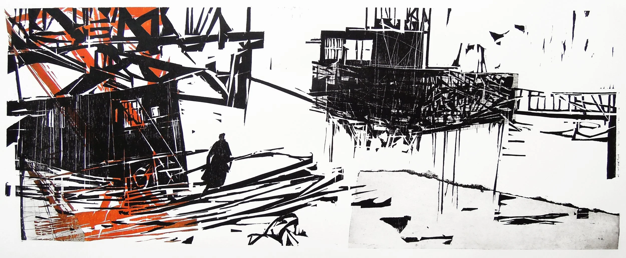 woodcut from the image book: 'constructing a dream' 70x32cm 2015