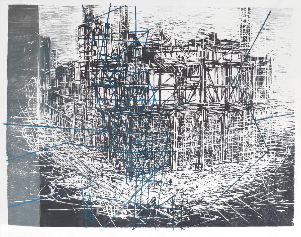 Reposition, woodcut, 80×100cm 2019