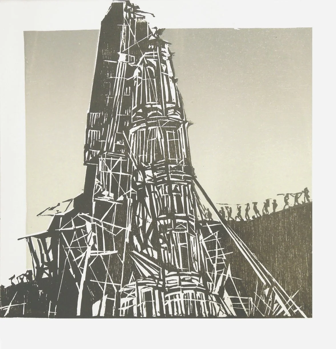 Babel, woodcut 25x25cm 2019