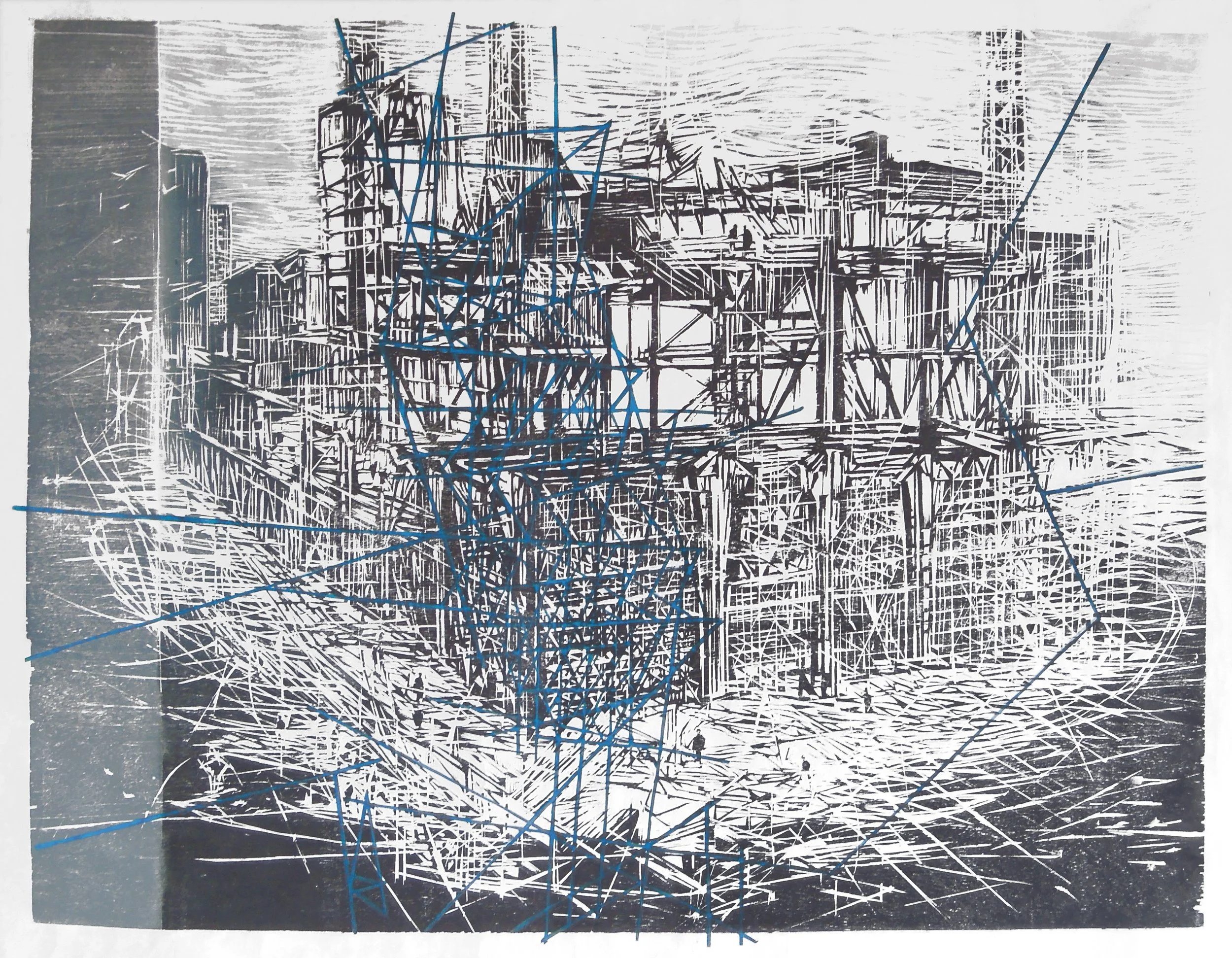 Reposition, woodcut, 80×100cm 2019
