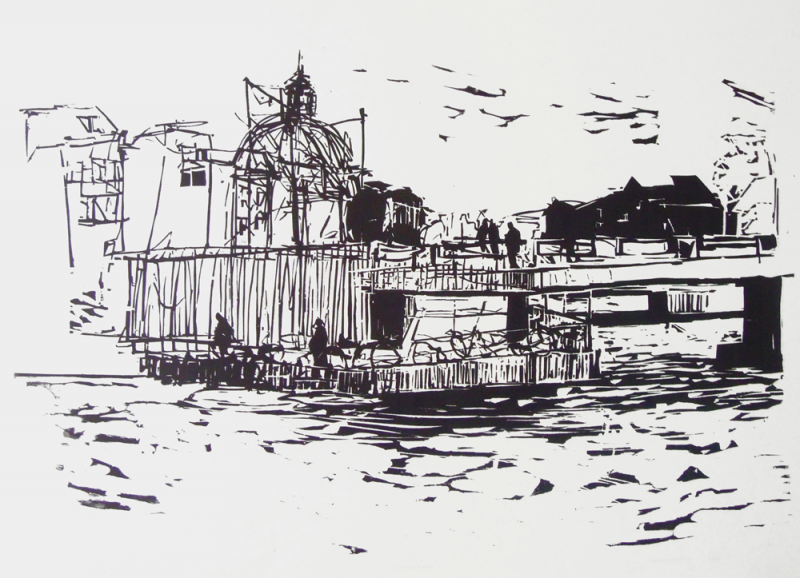 Amsterdam, woodcut 94,5x64cm 2011