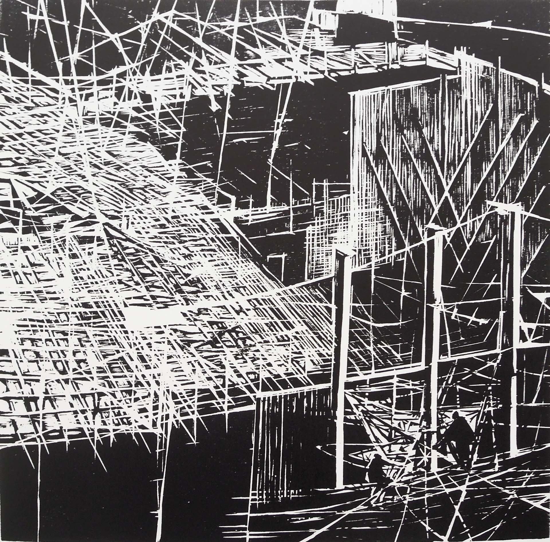Additional Lines (series) woodcut 41x41cm 
