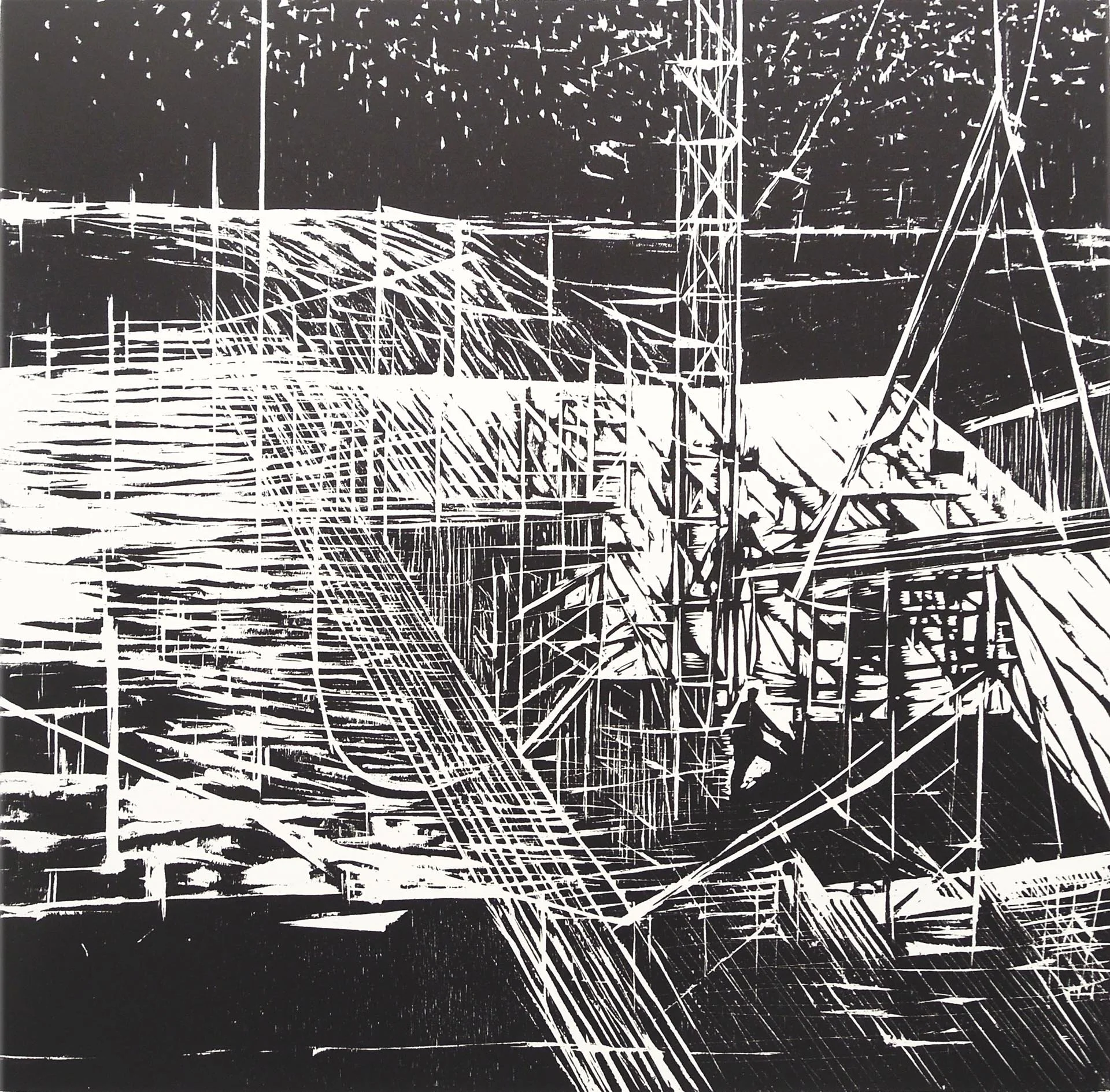 Additional Lines (series) woodcut 41x41cm 
