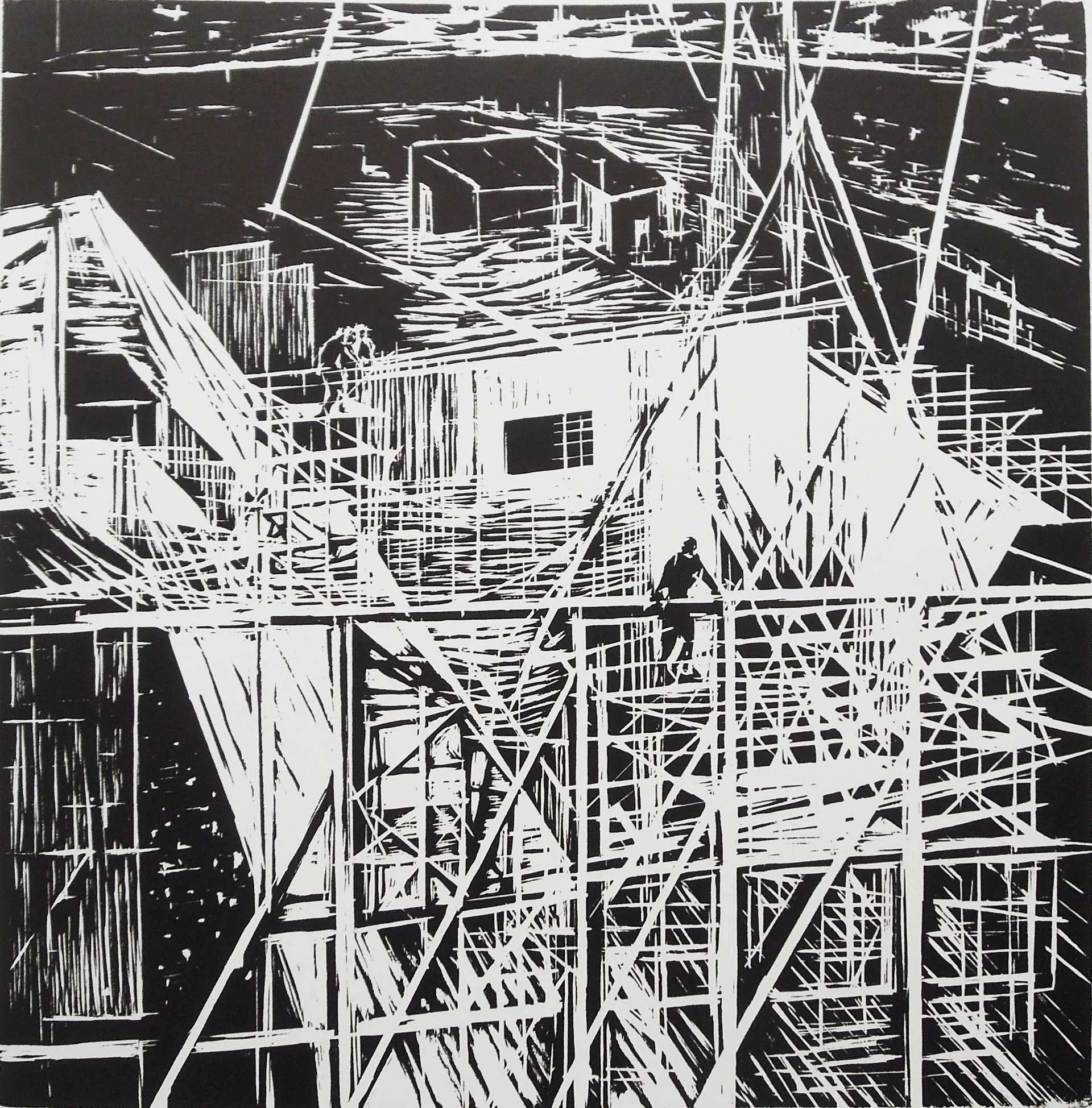 Additional Lines (series) woodcut 41x41cm 