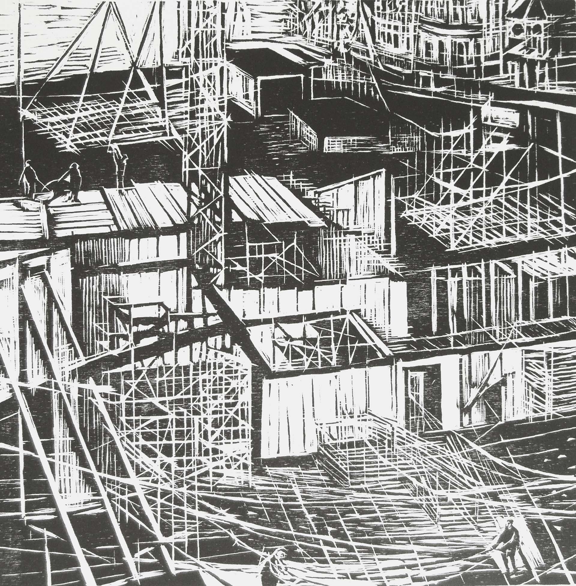 Additional Lines (series) woodcut 41x41cm 