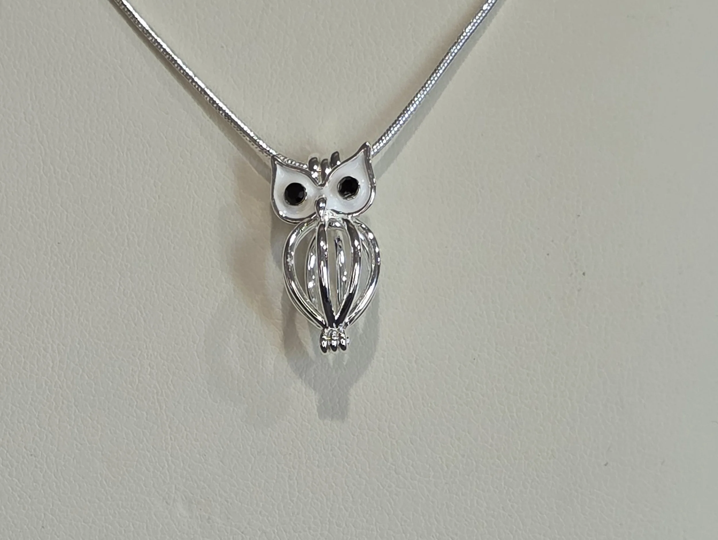 Silver Plated Owl Cage Necklace