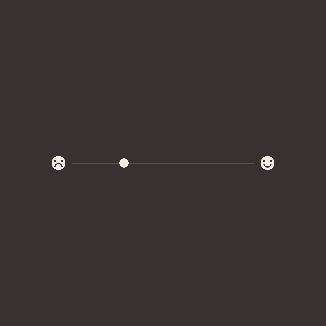 Slider scale with sad face on the left, happy face on the right, indicating mood or satisfaction level.