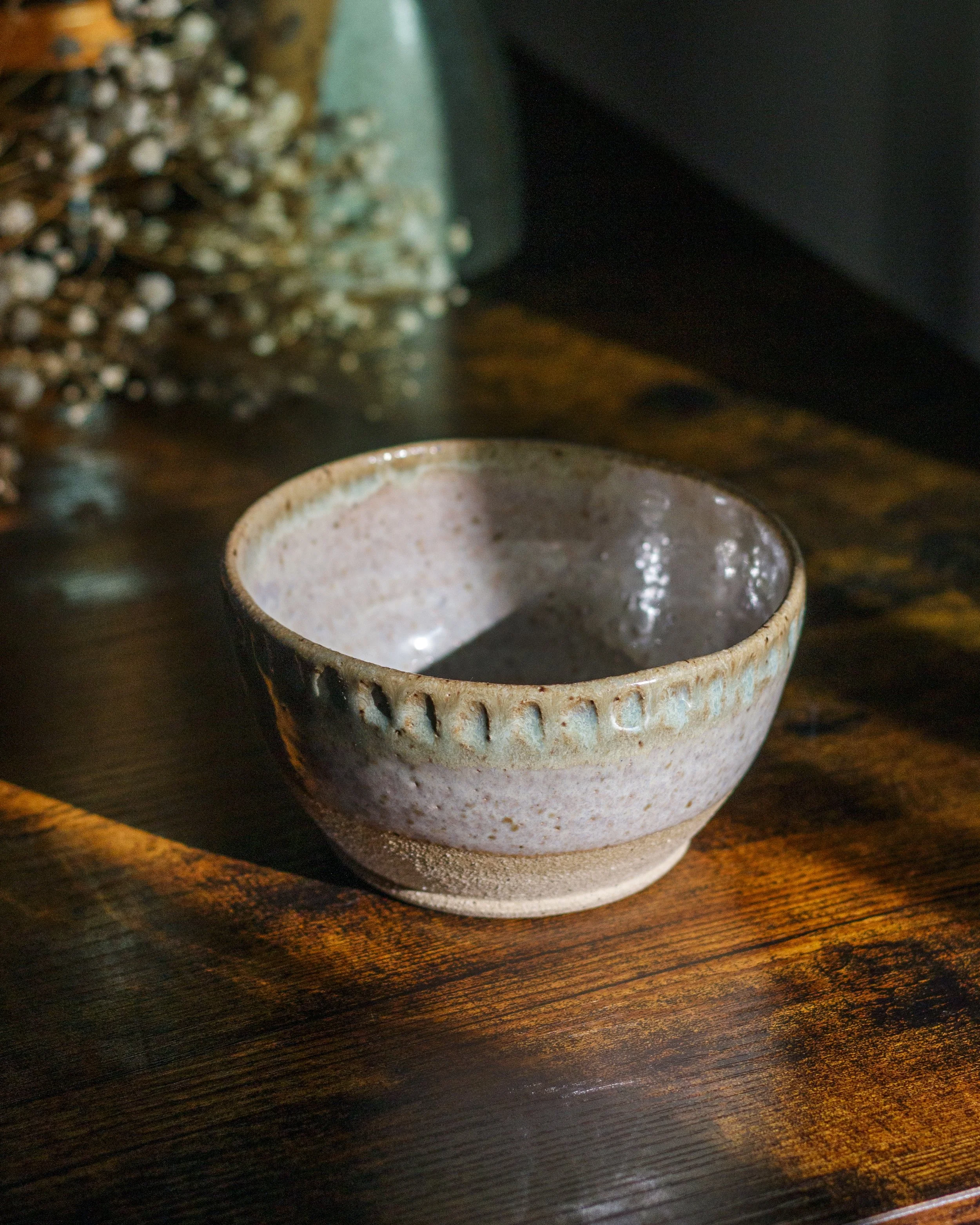Small Carved Iridescent Green Bowl