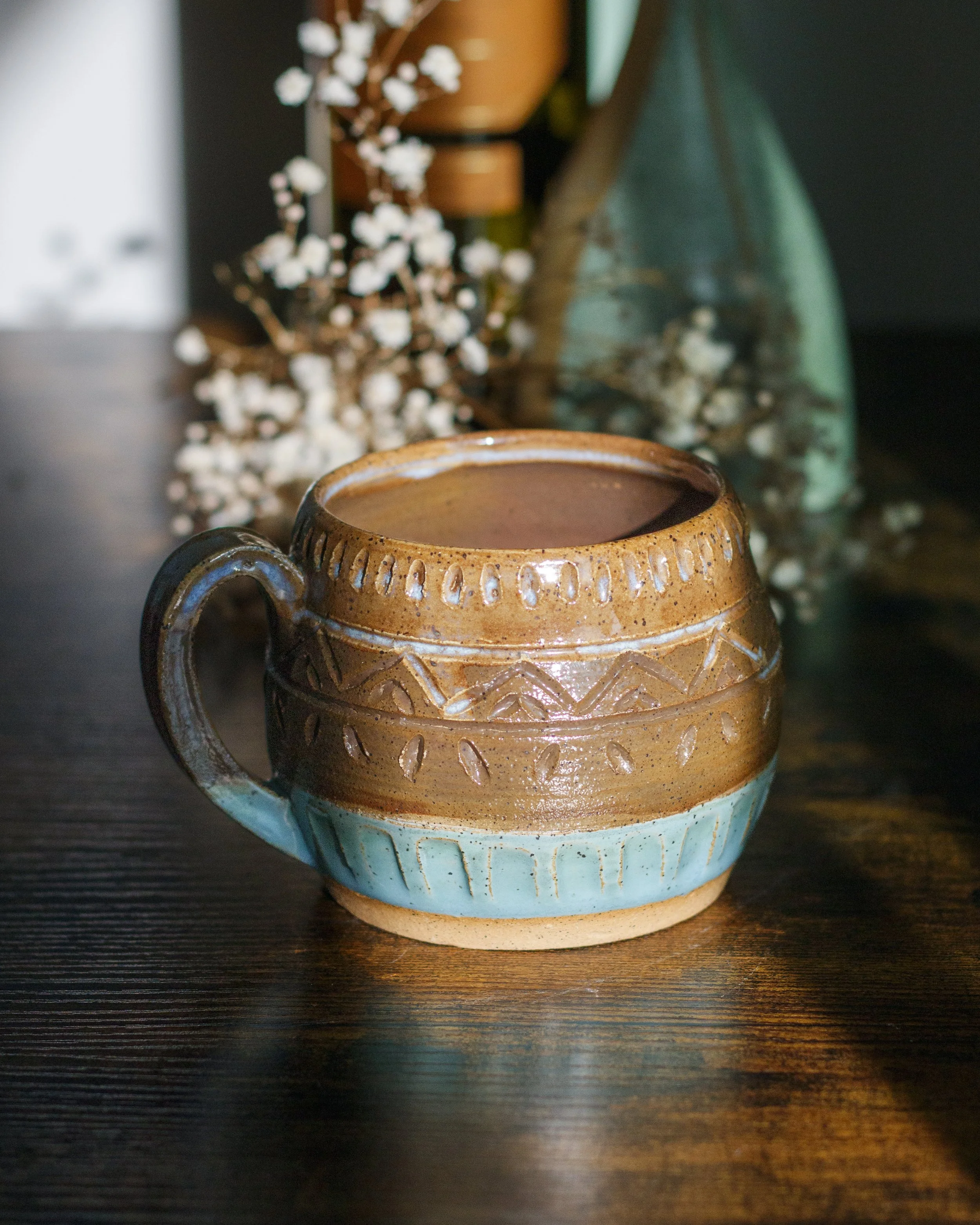 Geometric Turquoise Brown Mug