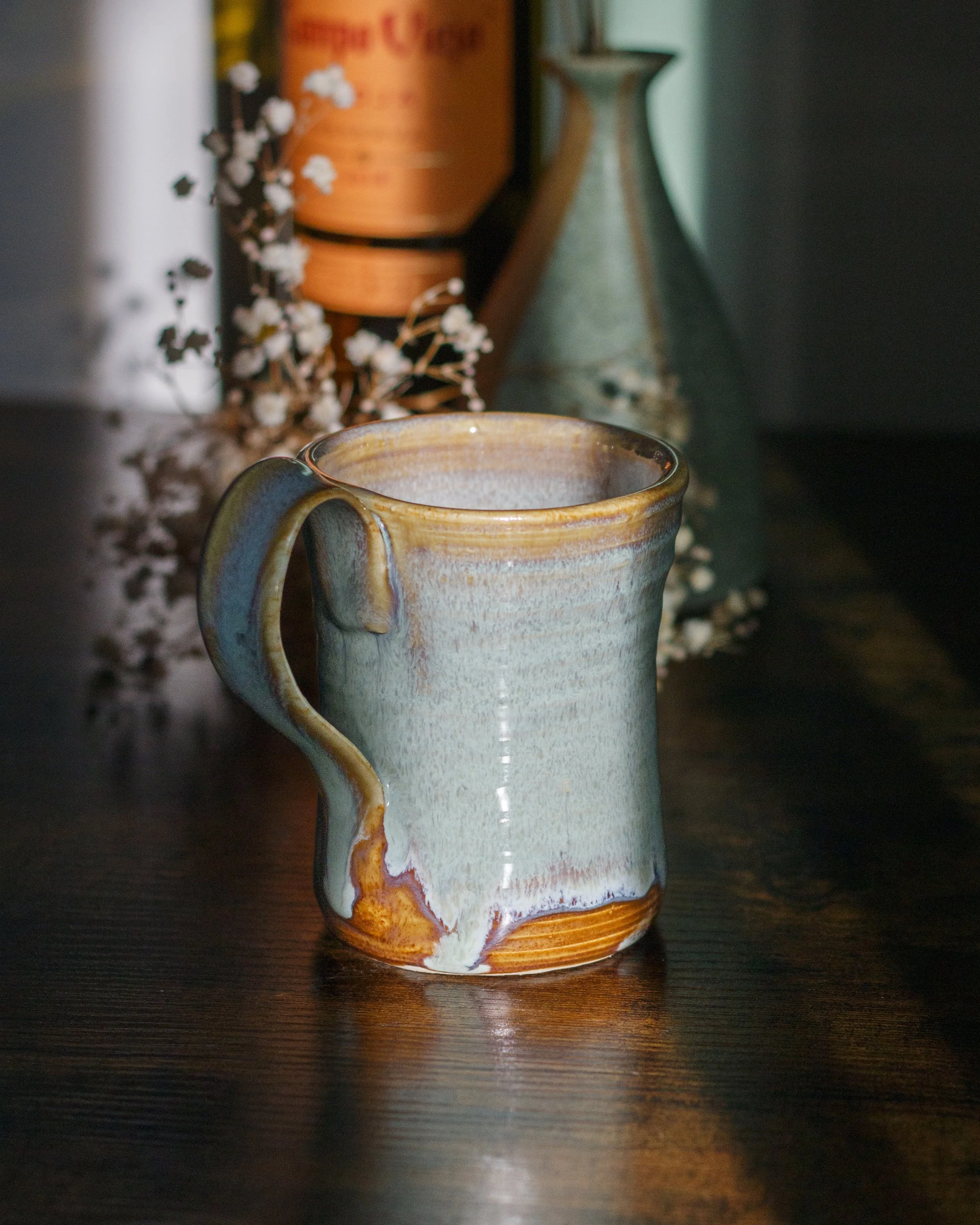 Drippy Blue Burnt Orange Mug