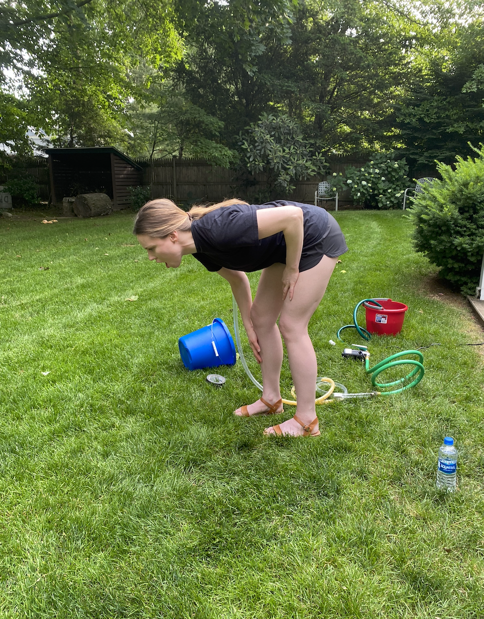 Testing the angel that the pump can be shot at.