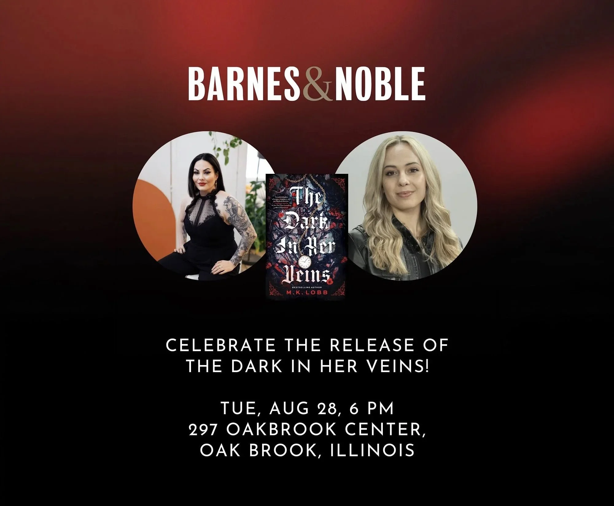 Celebrate THE DARK IN HER VEINS with M. K. Lobb at B&N Oakbrook, IL!
