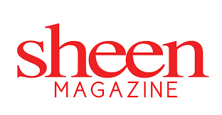 Logo of Sheen Magazine in red text.