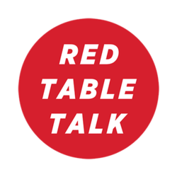 Red circular logo with white text that says 'RED TABLE TALK'