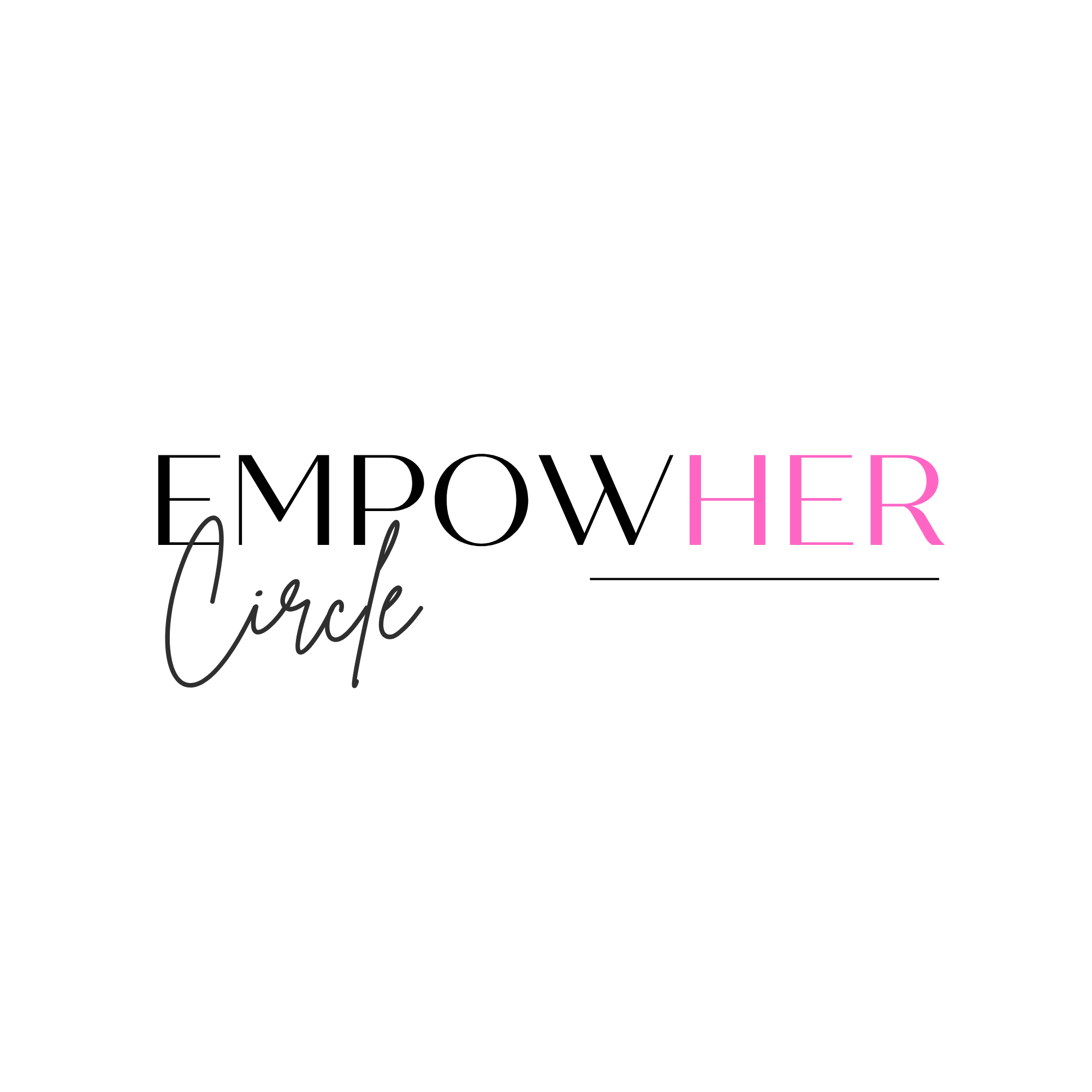 Text saying 'Embrace her fire' in black and pink cursive font on a white background.