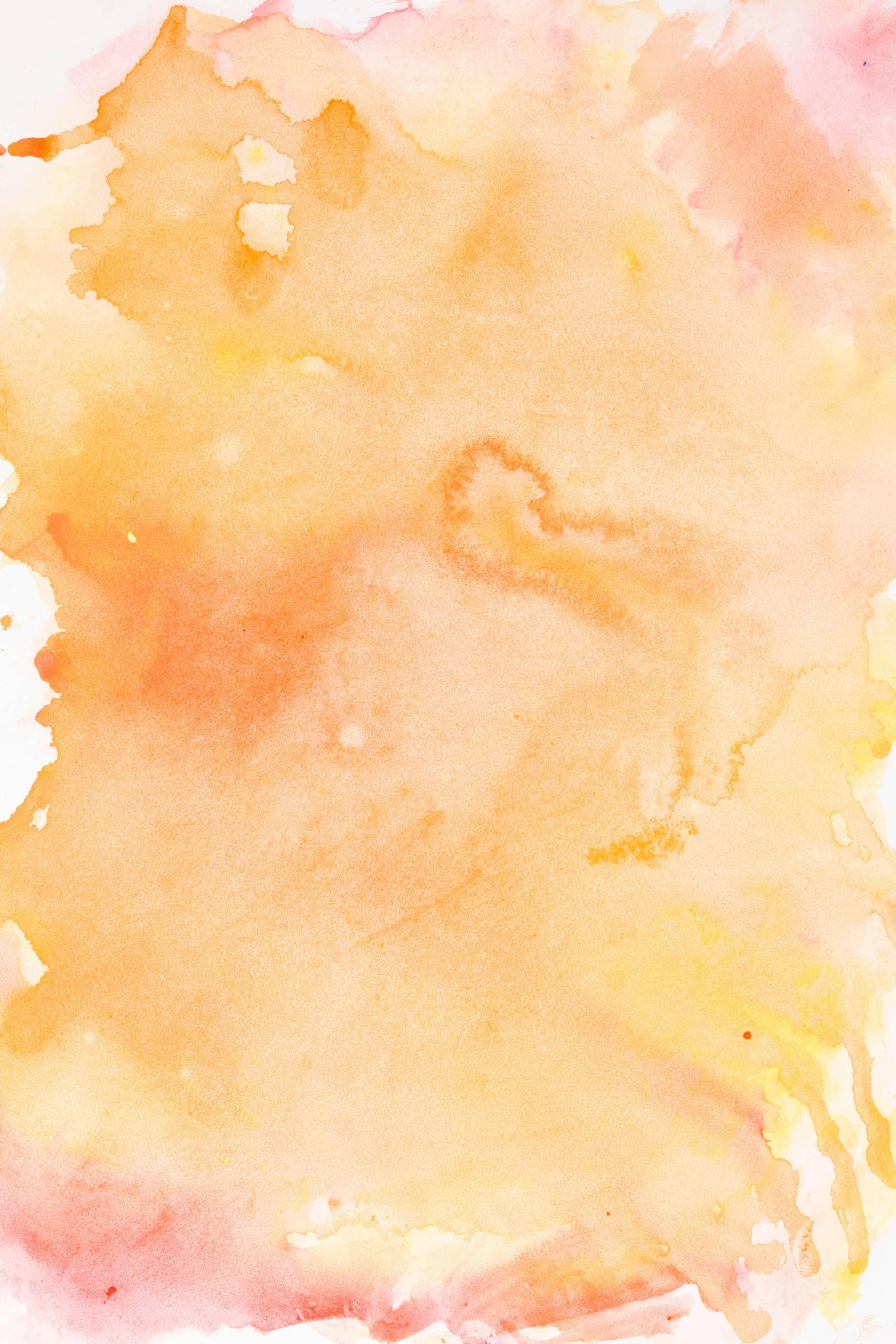 Watercolor painting with soft blends of orange, pink, and yellow hues.