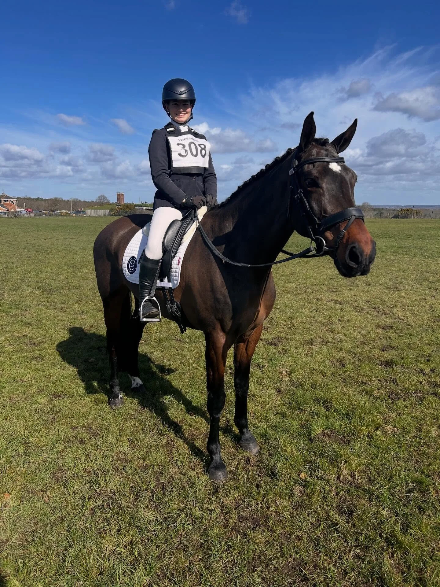 Lovely to watch sponsored horse and rider @millyassheton.eventing at Tweseldown today in the Intermediate wearing her smart branded saddle pad ❤️