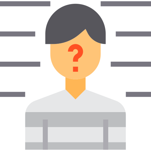 An illustration of a person with short dark hair, a light skin tone, and a neutral shirt. There is a red question mark over their face, and lines pointing to the different features, suggesting it is a diagram or quiz about facial features.