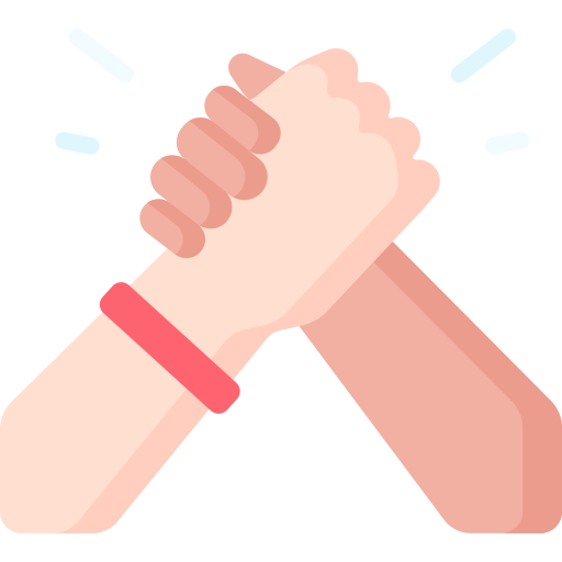 Two hands engaging in a high five, with motion lines indicating action.