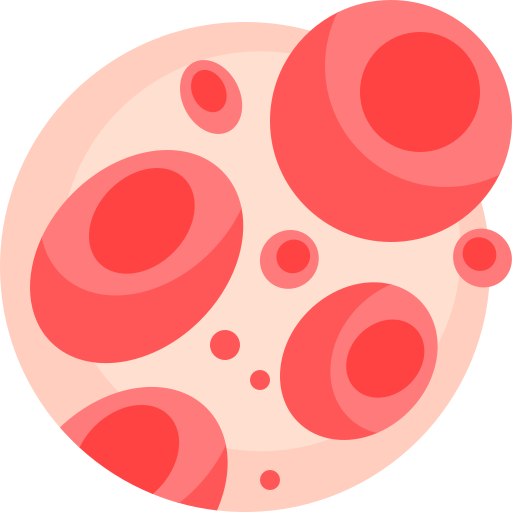 Illustration of red blood cells in pinkish background.