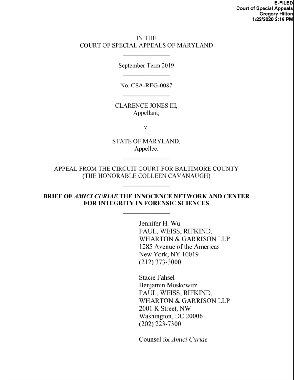 The first page the amicus brief for Clarence Jones.