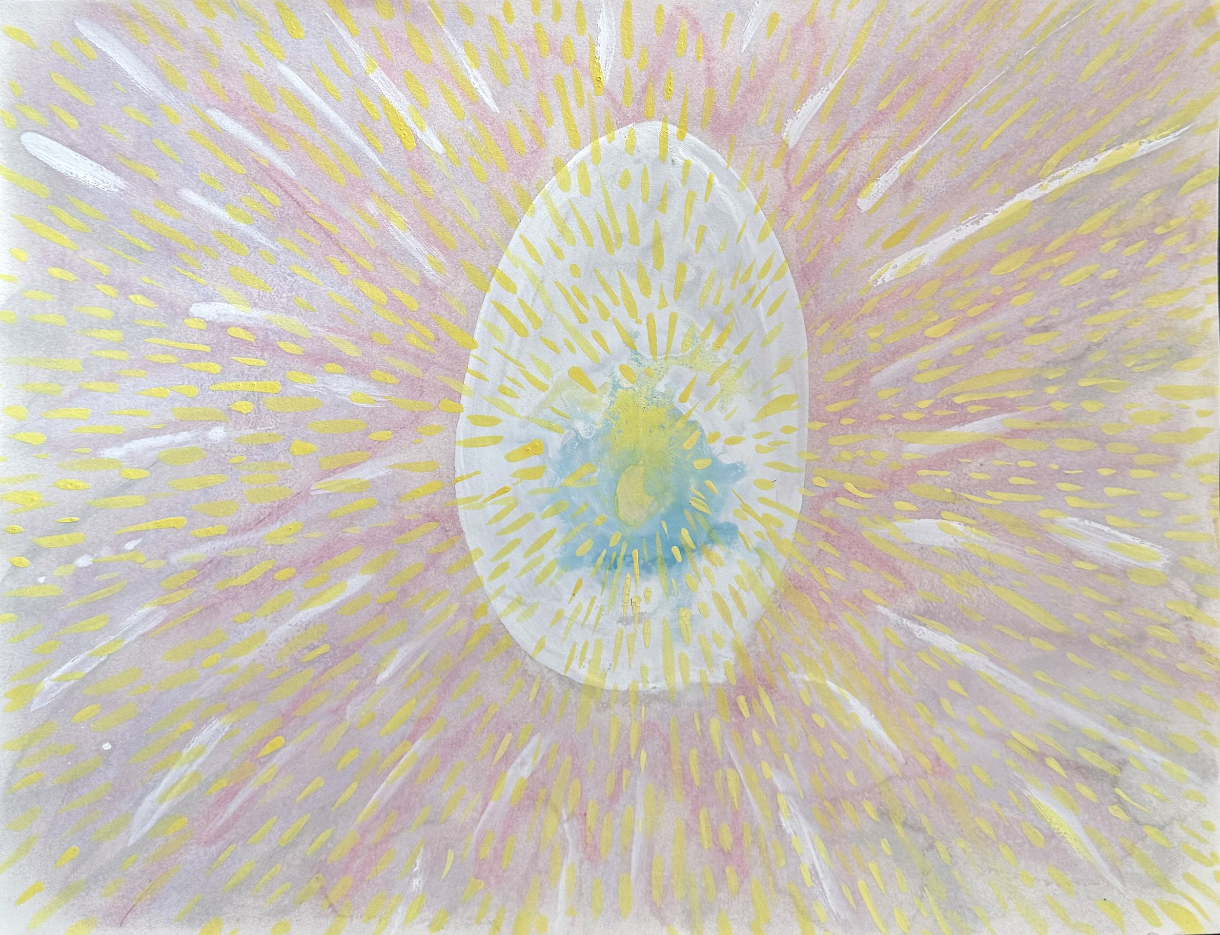 cosmic egg - 16” x 12” - watercolor on Arches hot-pressed paper - metal frame with double mat