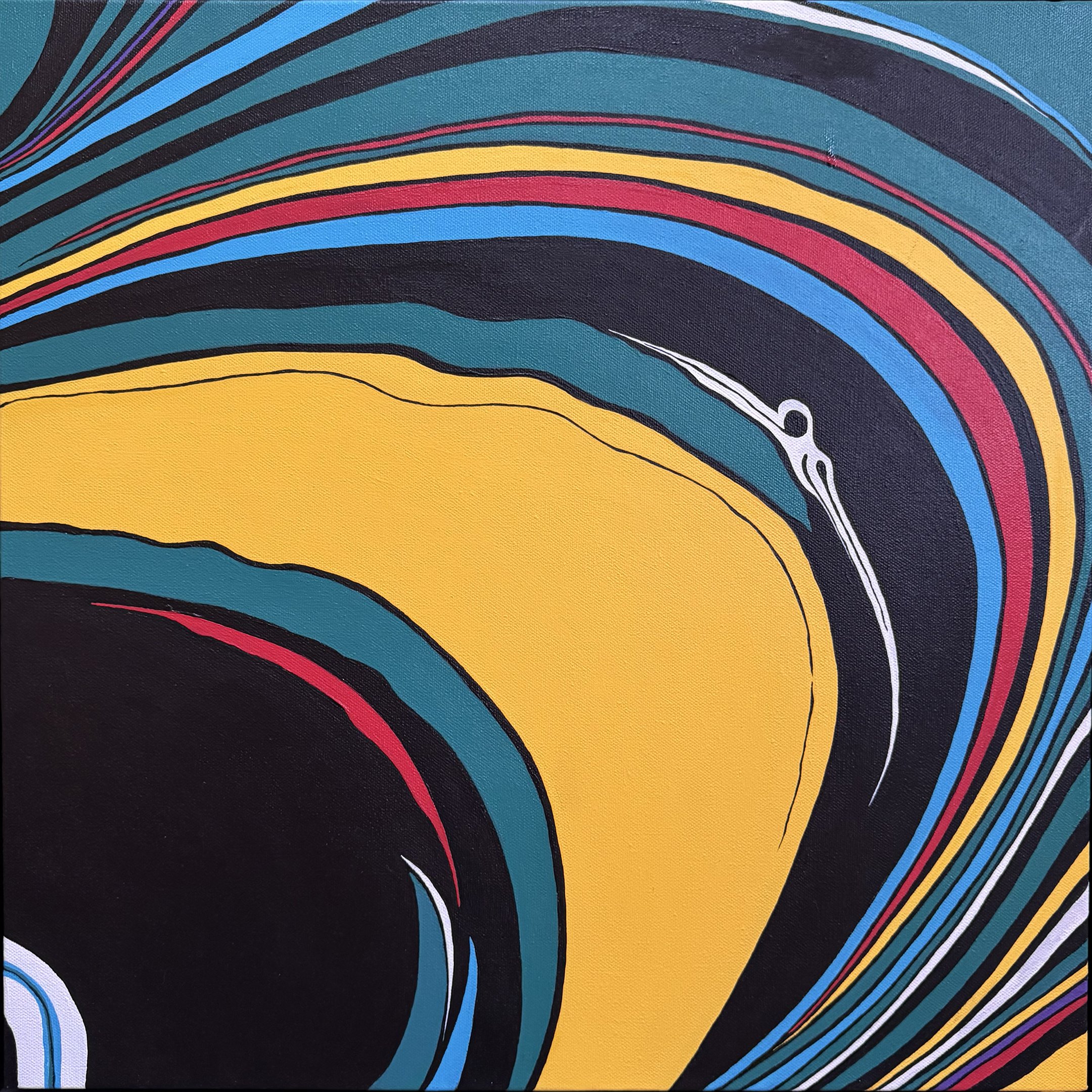 untitled (serpentine #2) - available - 18" x 18" - acrylic on canvas with acrylic floating frame