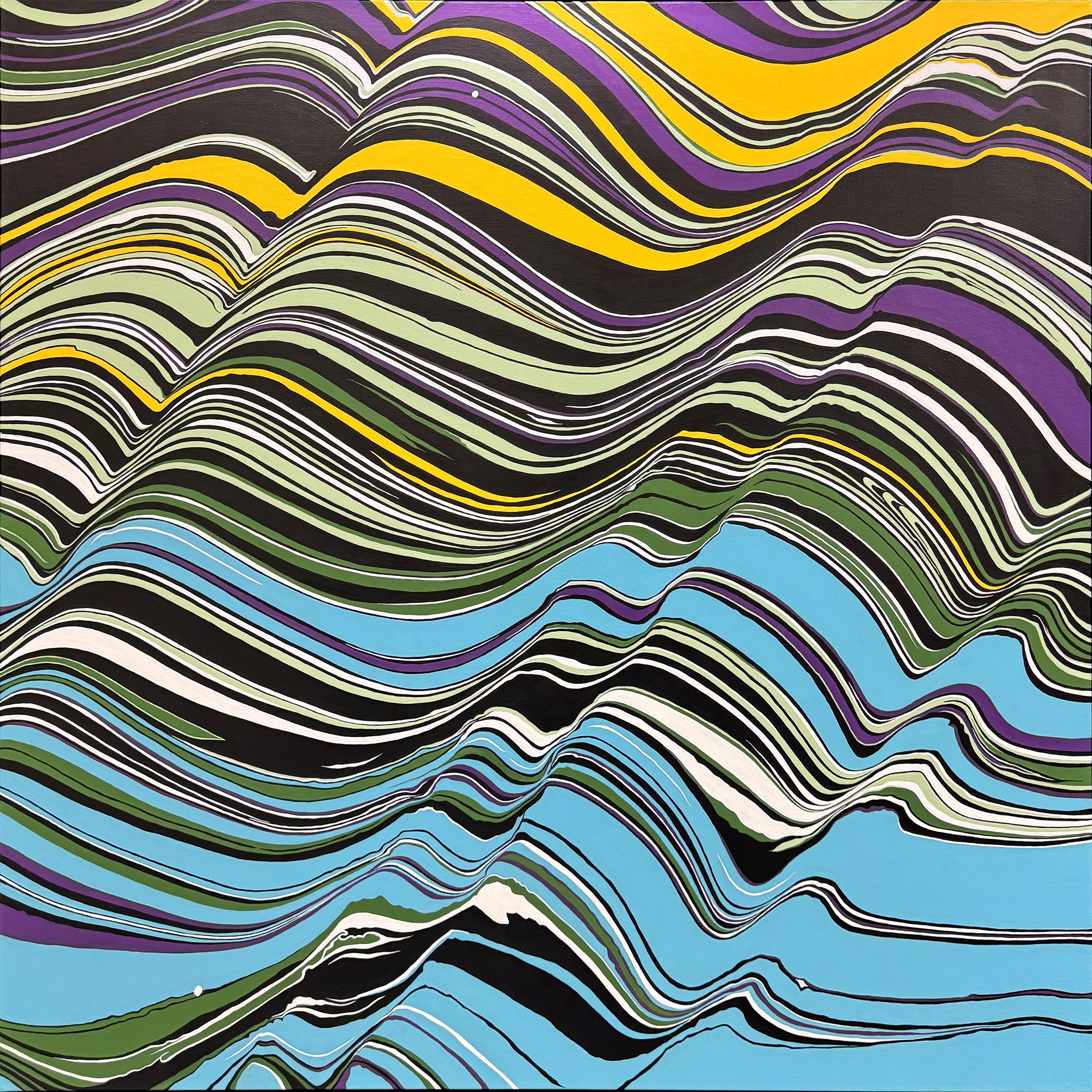 untitled (spanish wave #1) - available - 48" x 48" - acrylic on canvas with metal floating frame