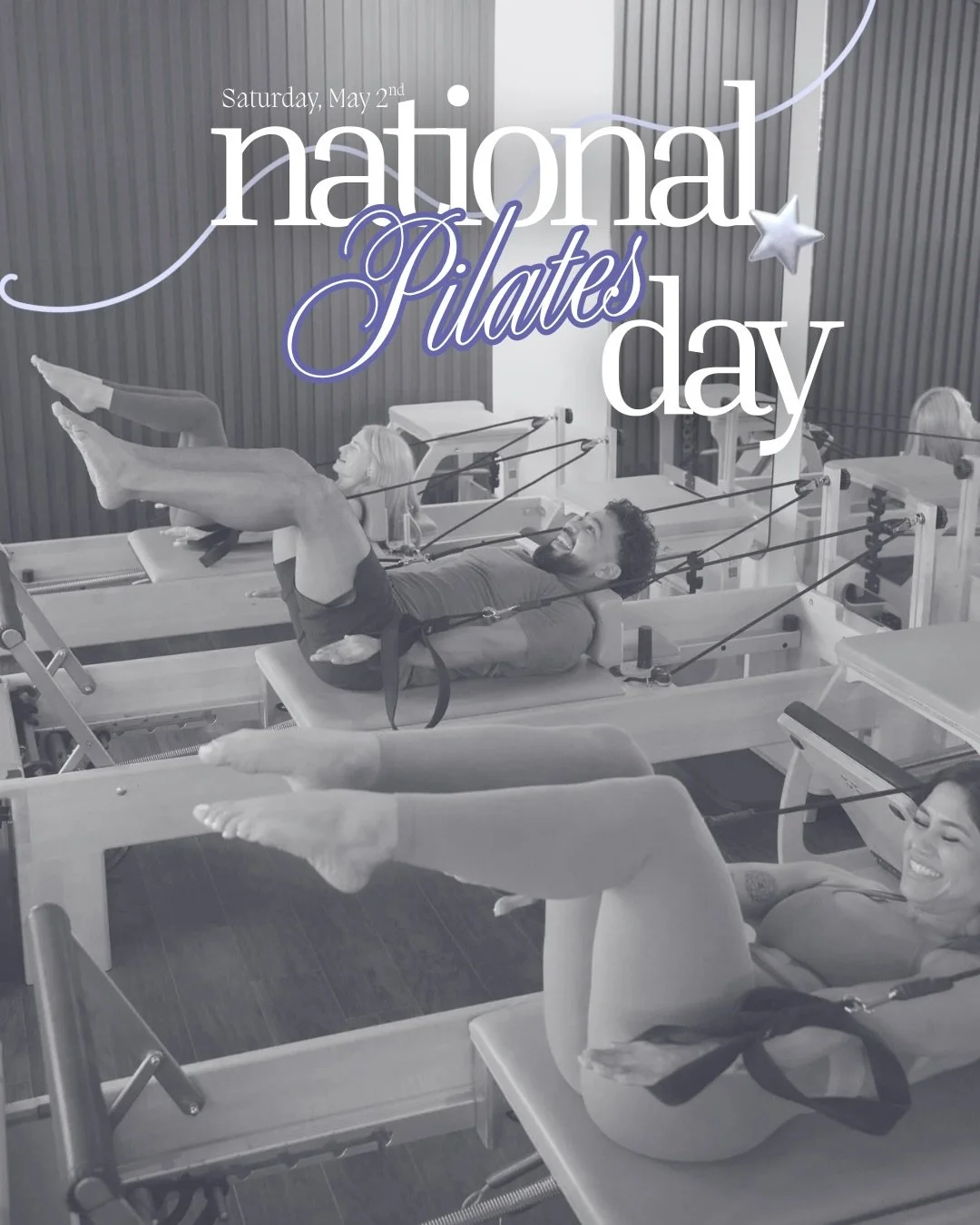 celebrate national pilates day with us this saturday 🤍
come move, reset, and treat yourself after
we&rsquo;ll have sweet treats, coffee, and flowers waiting for you ✨
see you in the studio!
