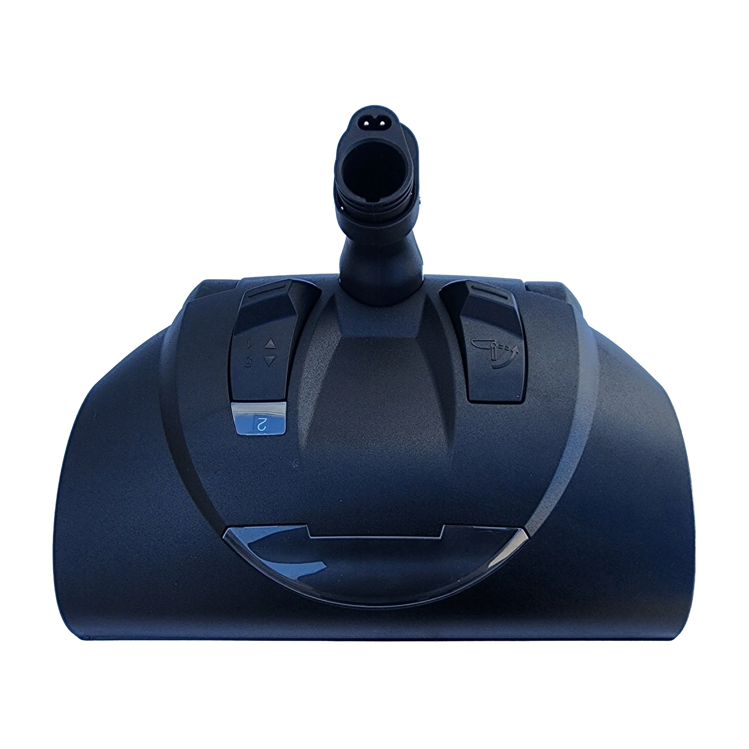 Close-up of a black PlayStation 5 controller's front, featuring the D-pad, thumbsticks, face buttons, and part of the touchpad.