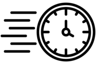 Icon of a stopwatch with motion lines indicating speed or quickness