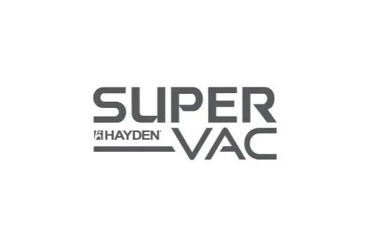 SuperVac logo with Hayden branding in black and white.