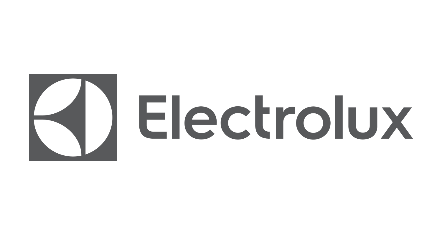 Electrolux logo with a stylized icon and the brand name in gray text.