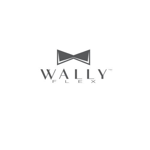 Logo for Wally Fllex featuring a black bow tie above the company name.