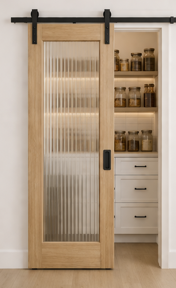 Sliding barndoor for pantry with glass.png