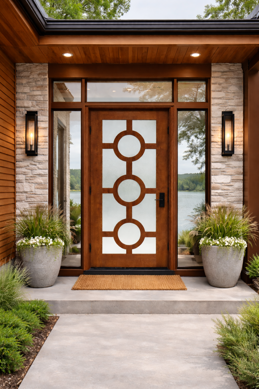 custom wood door with circles walnut stain .png