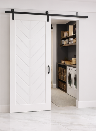 Custom White Chevron Solid Hardwood Sliding Barndoor.png