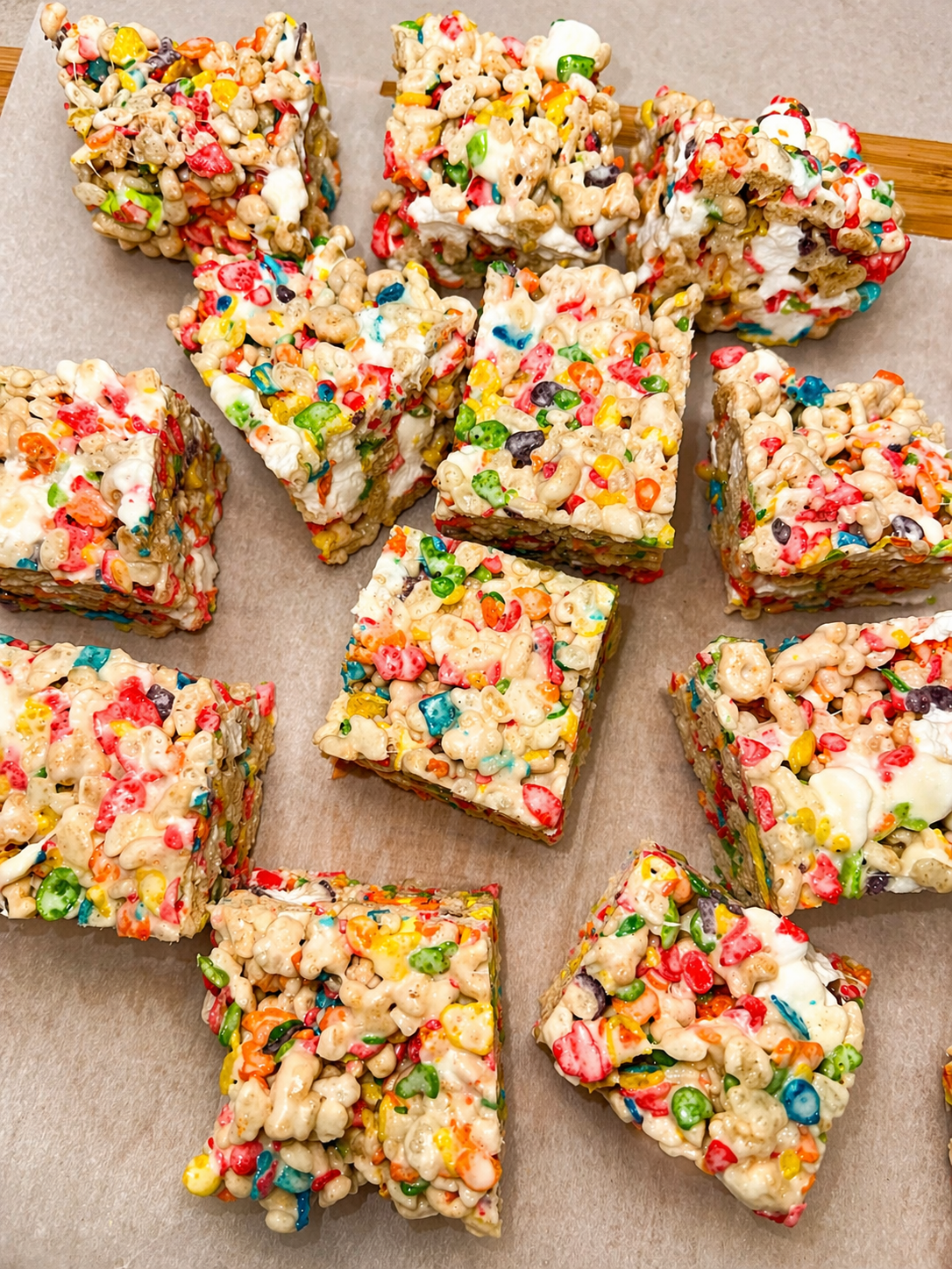 Fruity Pebbles &amp; Lucky Charms Rice Krispie Bars