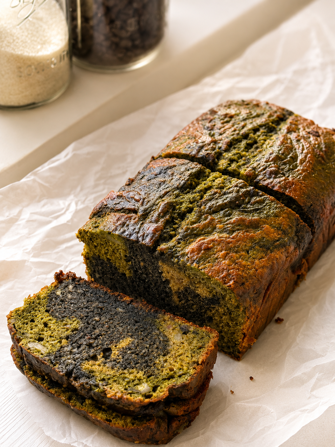 Black Sesame Matcha Banana Bread