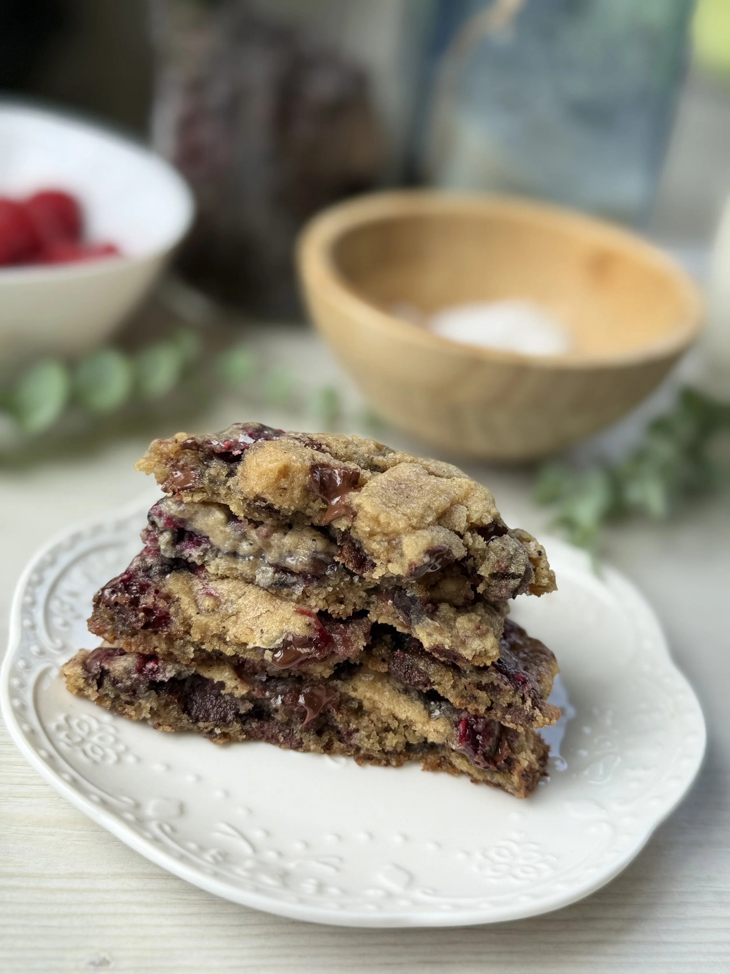 Brown Butter Dark Chocolate Raspberry Cookies 