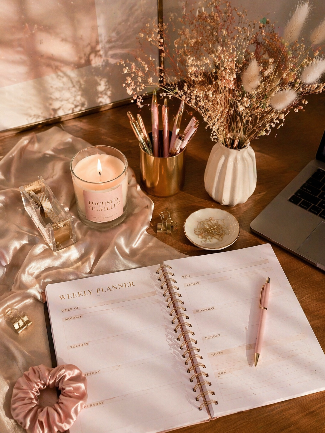 Cozy feminine workspace with elegant accents.png