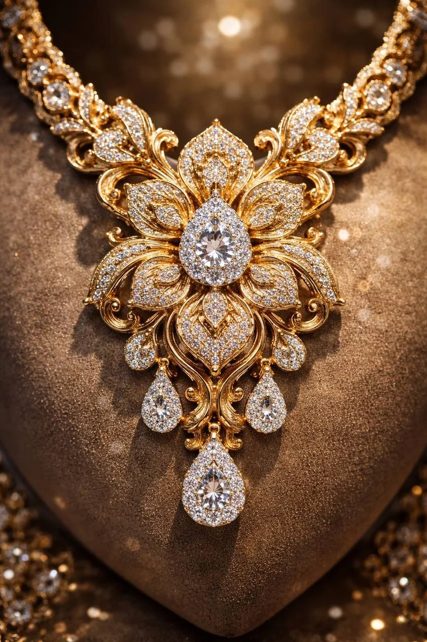 Opulent Elegance Gold & Diamond Necklace