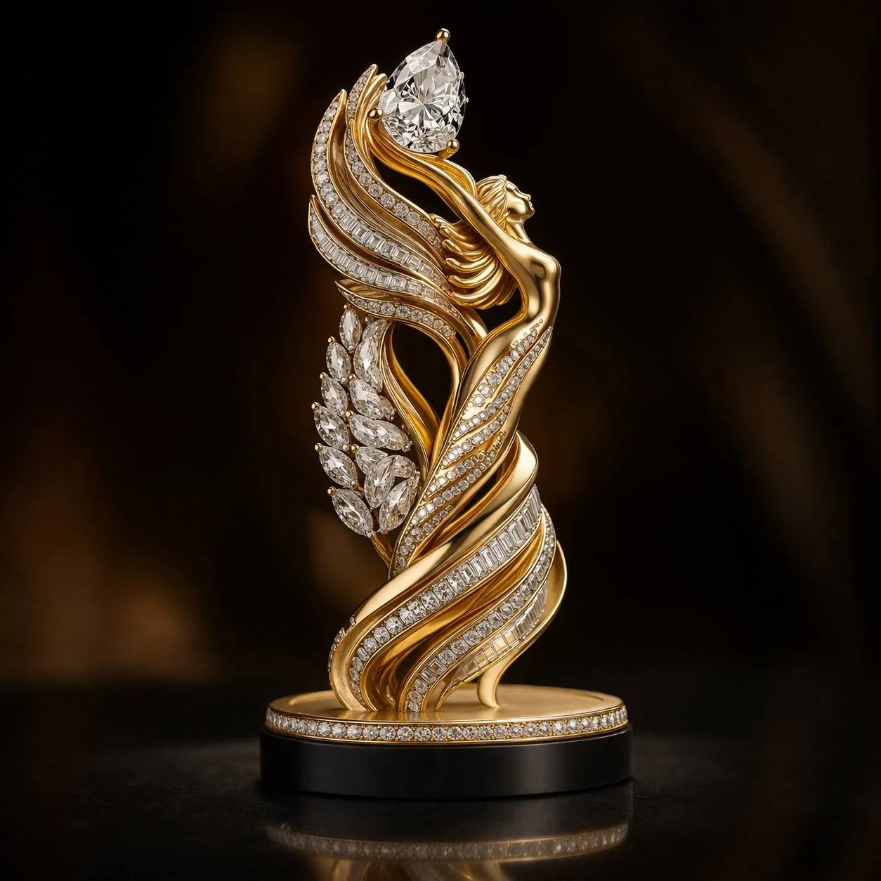 Elegant Gold & Crystal Figurine