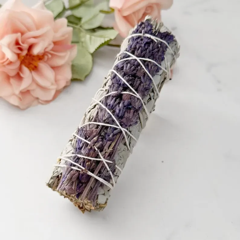 White Sage & Dried Lavender Smudge Stick