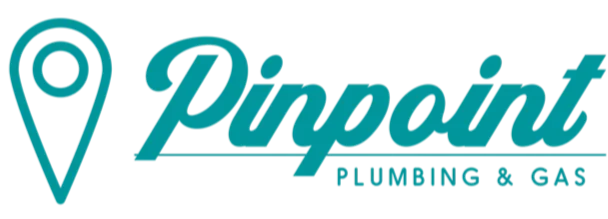 Logo for Pingpoint Plumbing & Gas featuring a location pin icon and stylized blue text.